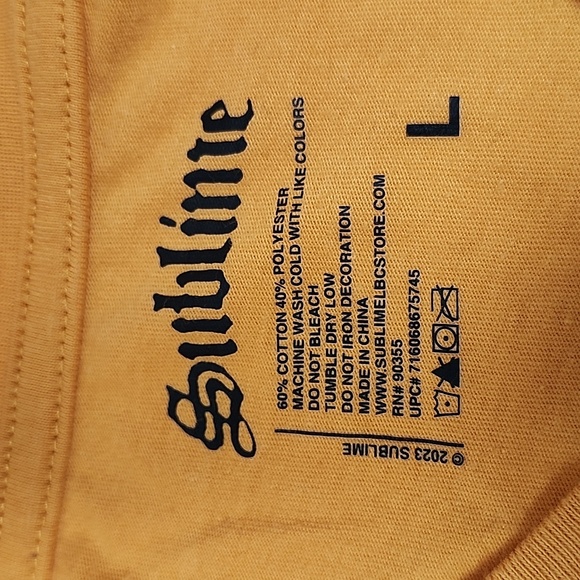 Sublime Classic Sun Logo Graphic T-Shirt Orange Size Large - Picture 3 of 4